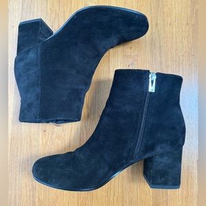 Via Spiga Womens Black Suede Blocked Heel Ankle Boots